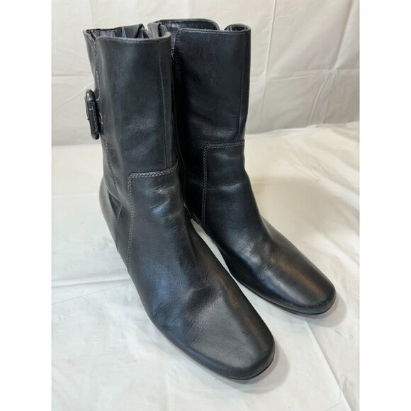 Ecco Womens Black Leather Mid Calf Boots 41EU 10-10.5US - Picture 1 of 13